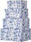 Blue and White Porcelain Storage Boxes with Lids (Rectangular Set 4)